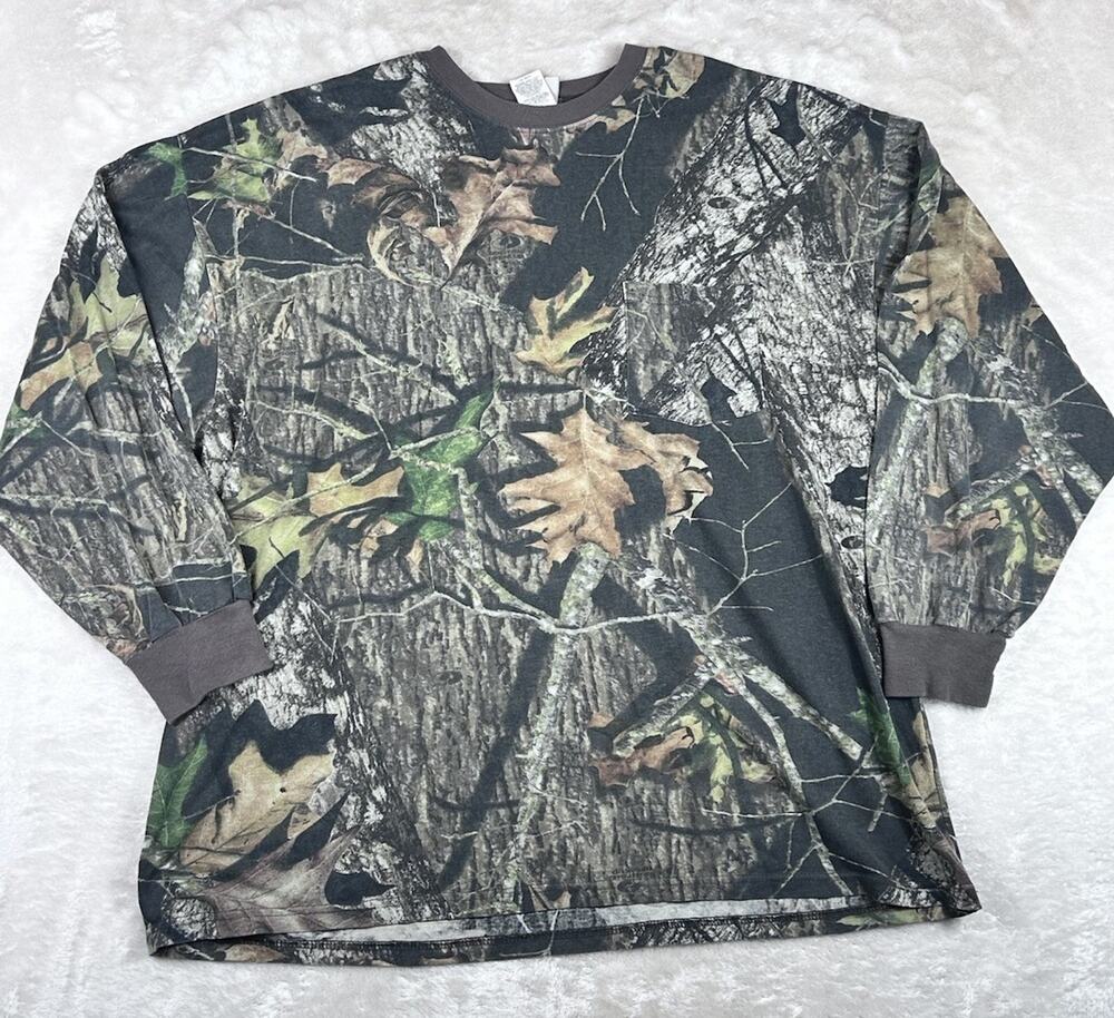 Vintage Y2K Jerzees Mossy Oak Camo Long Sleeve Pocket Shirt 2XL